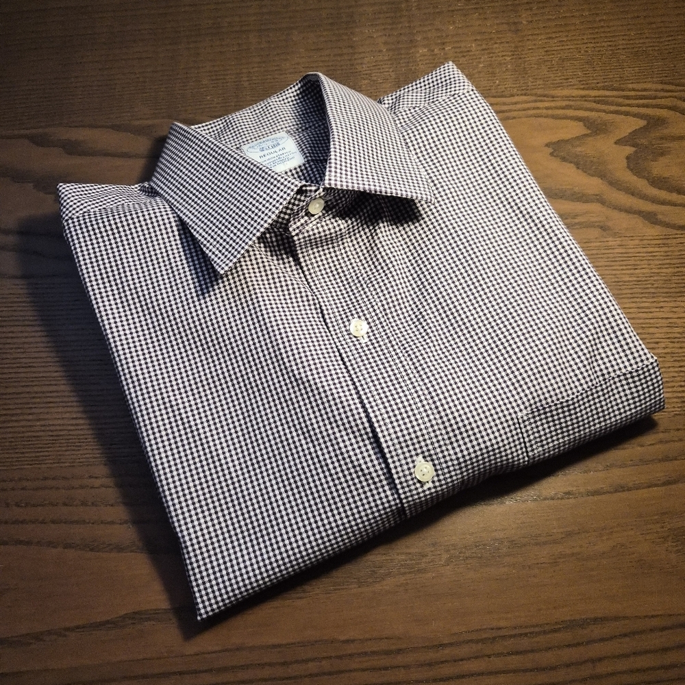 Brooks Brothers Men's Micro-Checkered Supima Cotton Dress Shirt - Navy/White